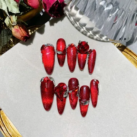 Red Cat Eye Steel Ball Diamond Year Handmade