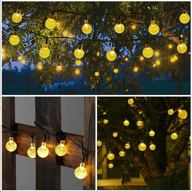 Solar String Lights with 60 Crystal Globes 4