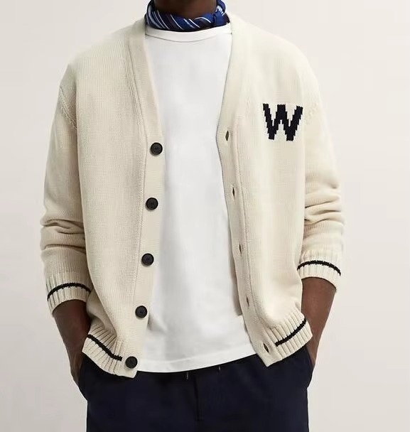 Pattern Mens Winter Cardigan Wool Blends Knitted Button 2