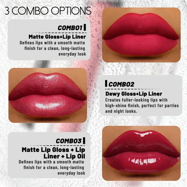 Customizable Lip Gloss Liner Oil Set 3