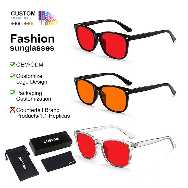 Premium Sleep Lens Red Frame Glasses Fashion Rivet