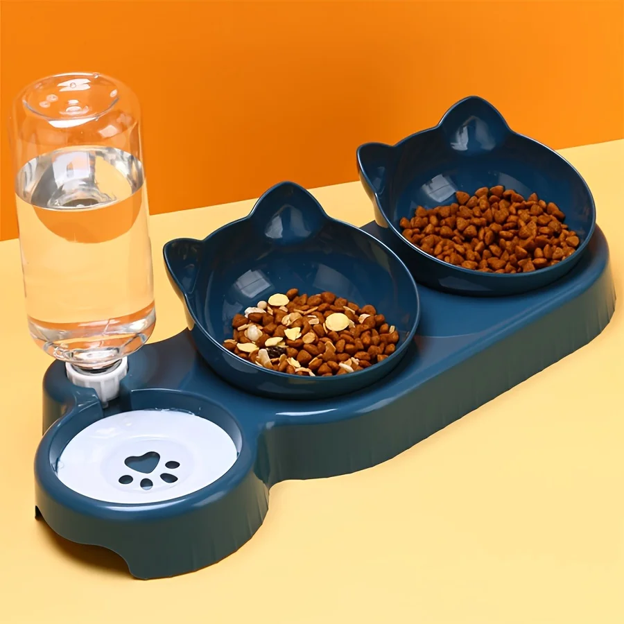 Haustiersc Halen mit Wasserzufuhr 3-in-1-Ohr-Design Gekipptes Katzen Wasser