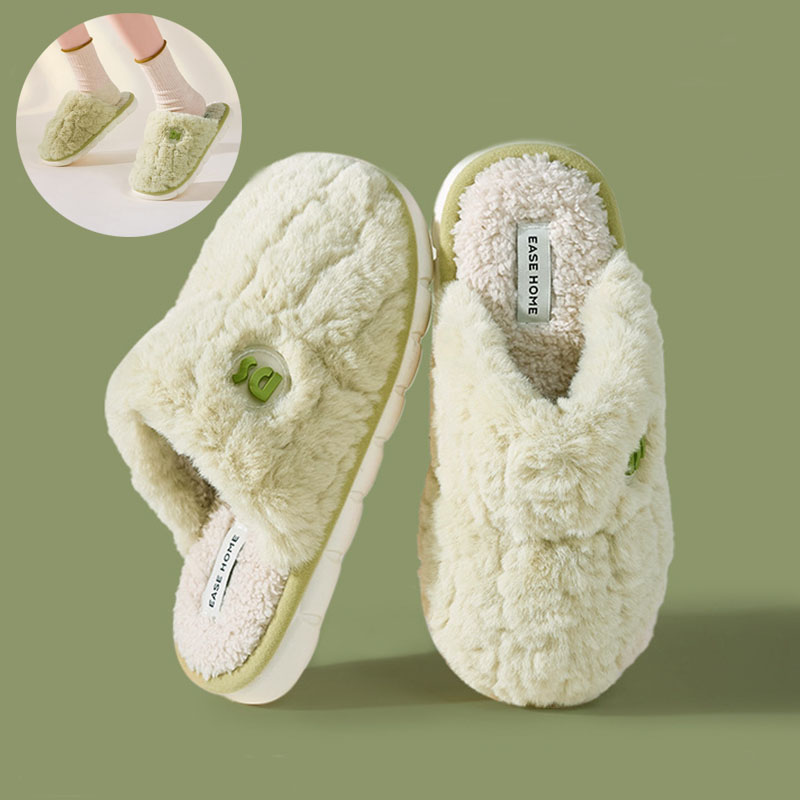 Warm Fluffy Platform Slippers for Women