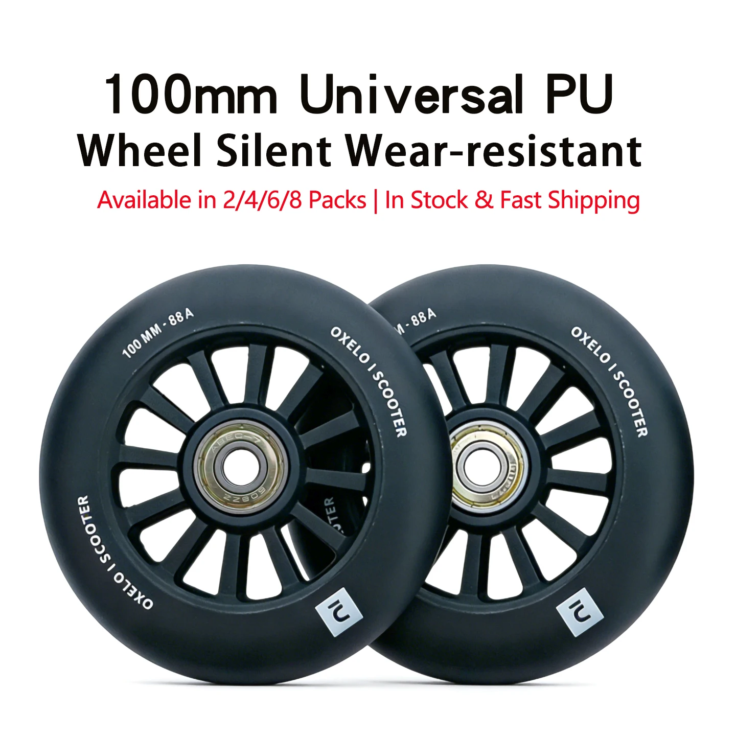 100mm Universal PU-Räder Geräuscharm Verschleißfest Nicht-Markierende Lenkrollen für