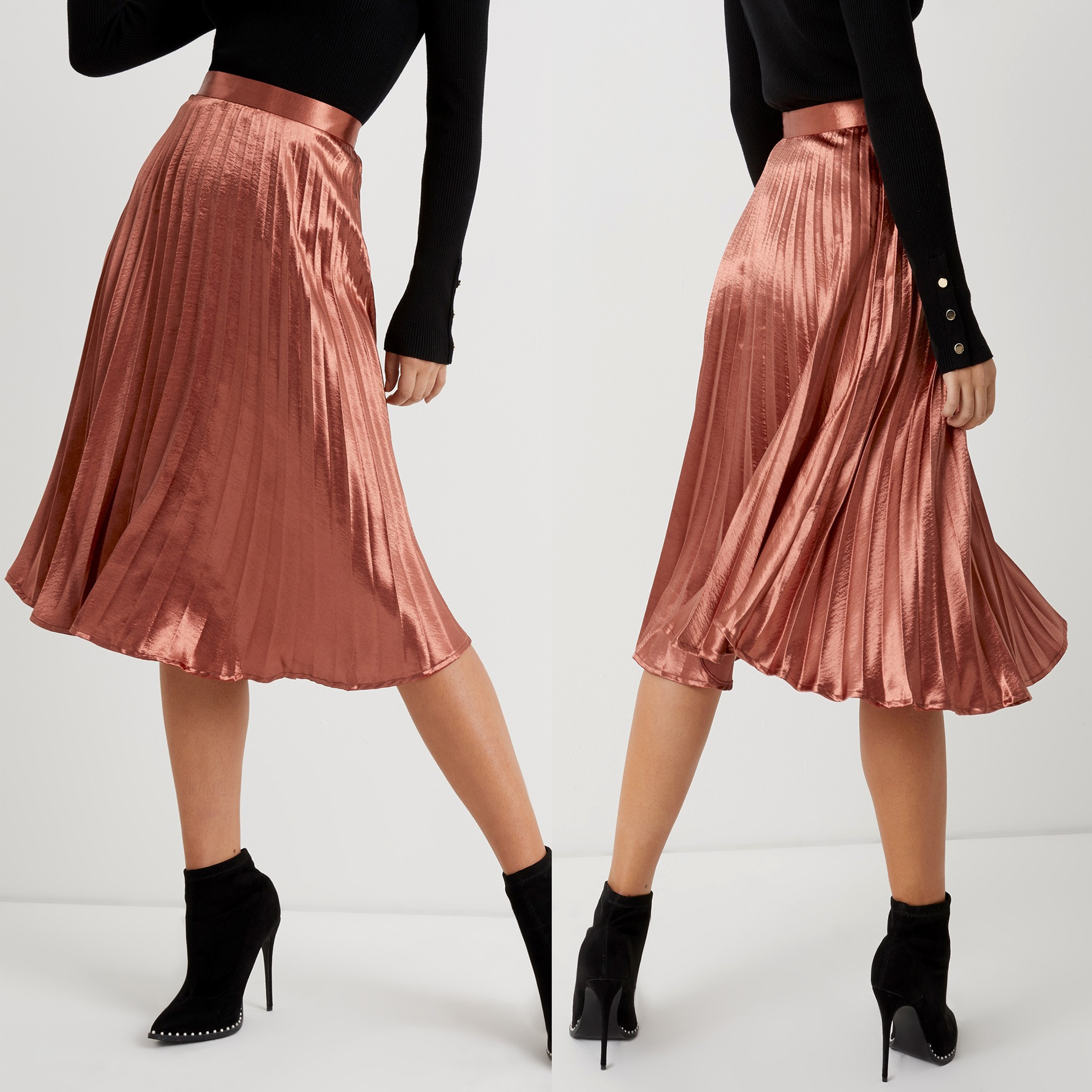 Relaxed Pleated Skirt with Empire Waist