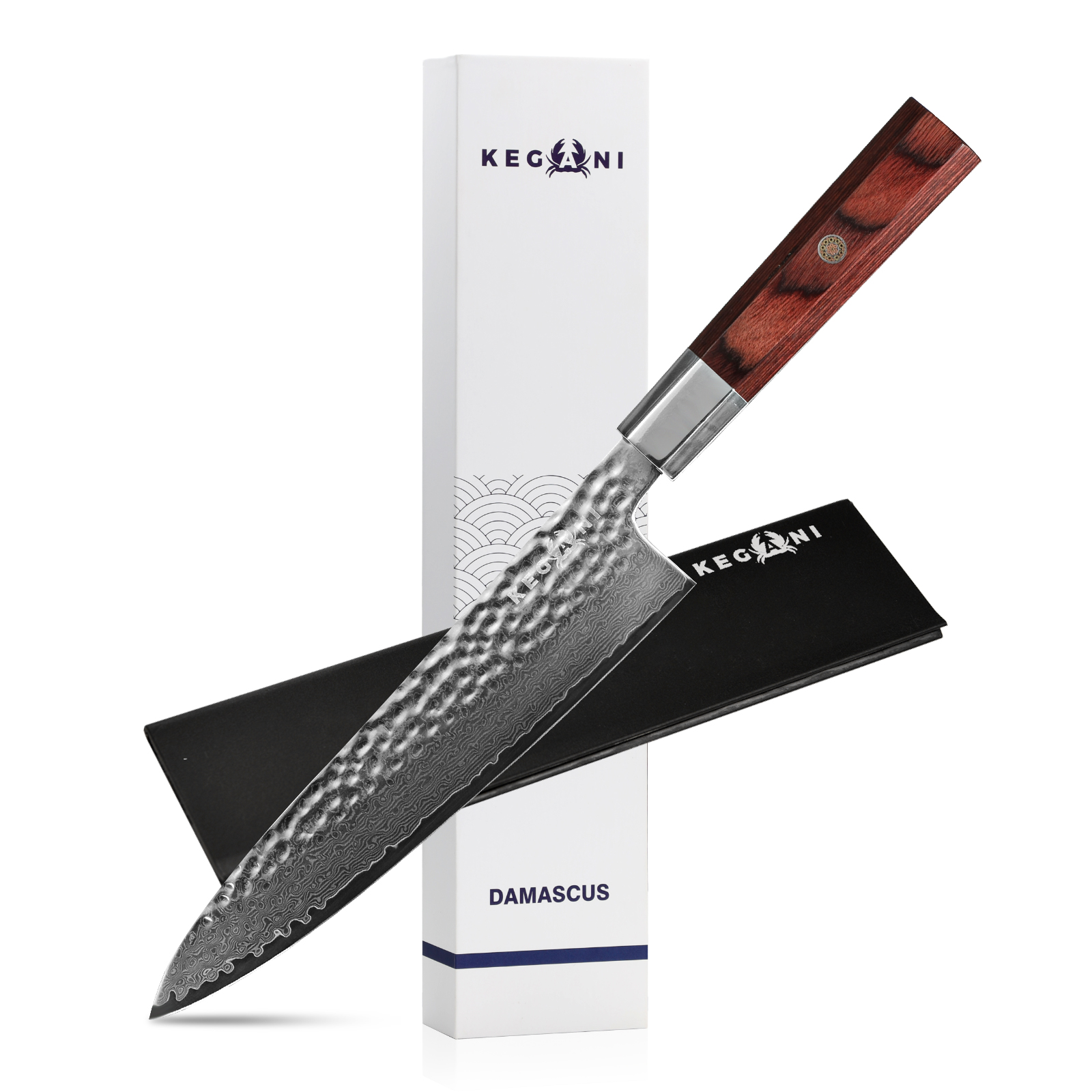 Damascus Japanese Chef Knife Rosewood Handle