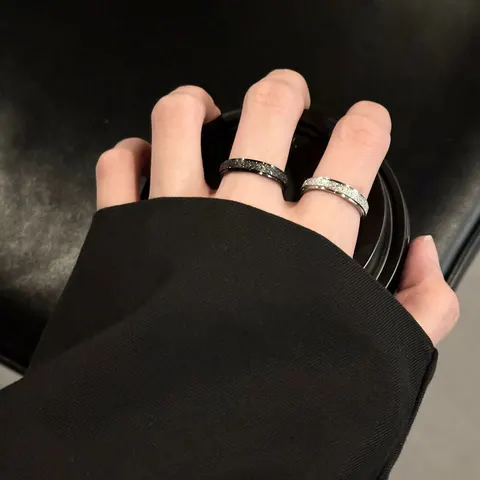 Minimalist Frosted Plain Band Rings For Couples Niche