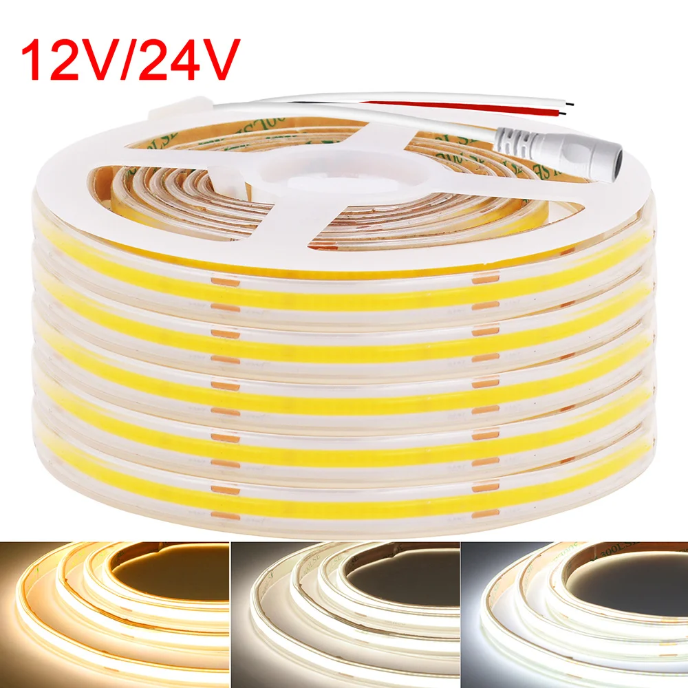12V 24V Wasserdichtes COB-LED-Streifenlicht 3000K 4000K 6000K IP67