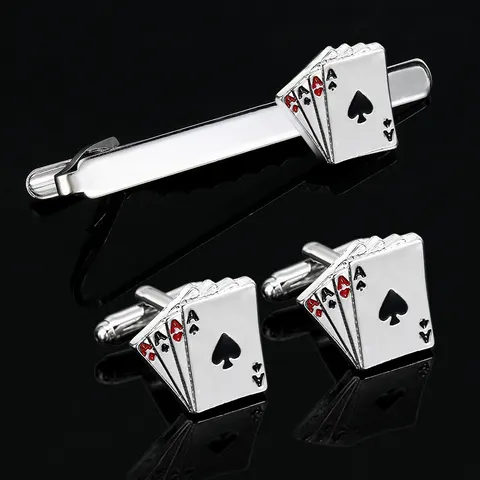 Poker Cufflinks Business Shirt Tie Clip