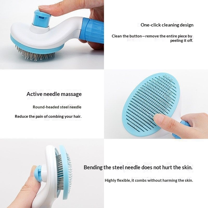 Self-Cleaning Stainless Steel Pin Brush for Pets 3