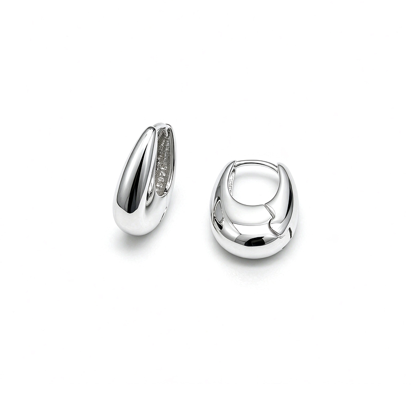 Minimalist 925 Silver Dome Huggie Hoops