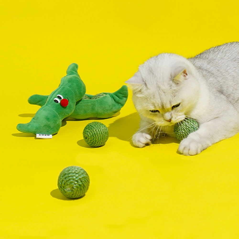 Dreiteiliges Katzenball-Set aus Sisal