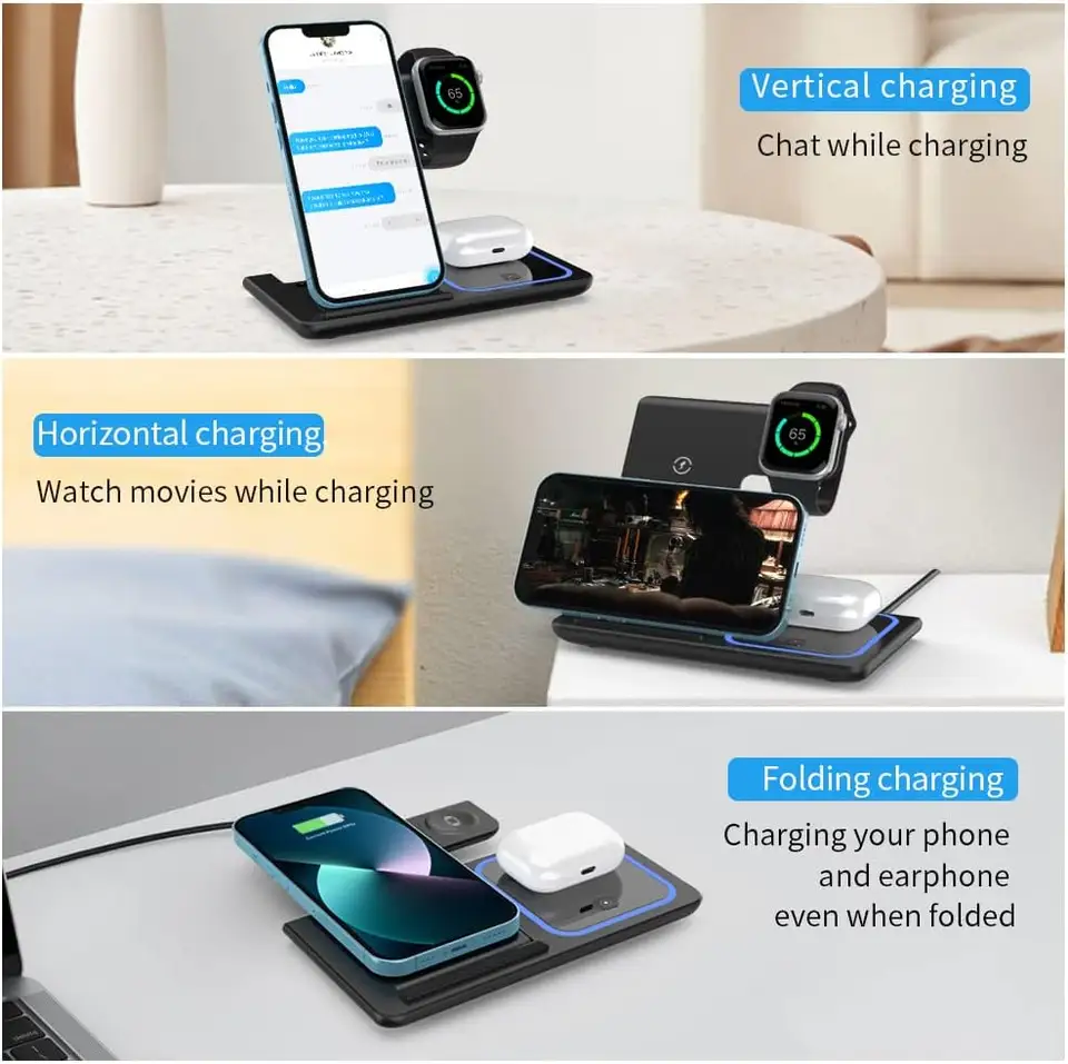 Foldable 3-in-1 Wireless Charging Station 4
