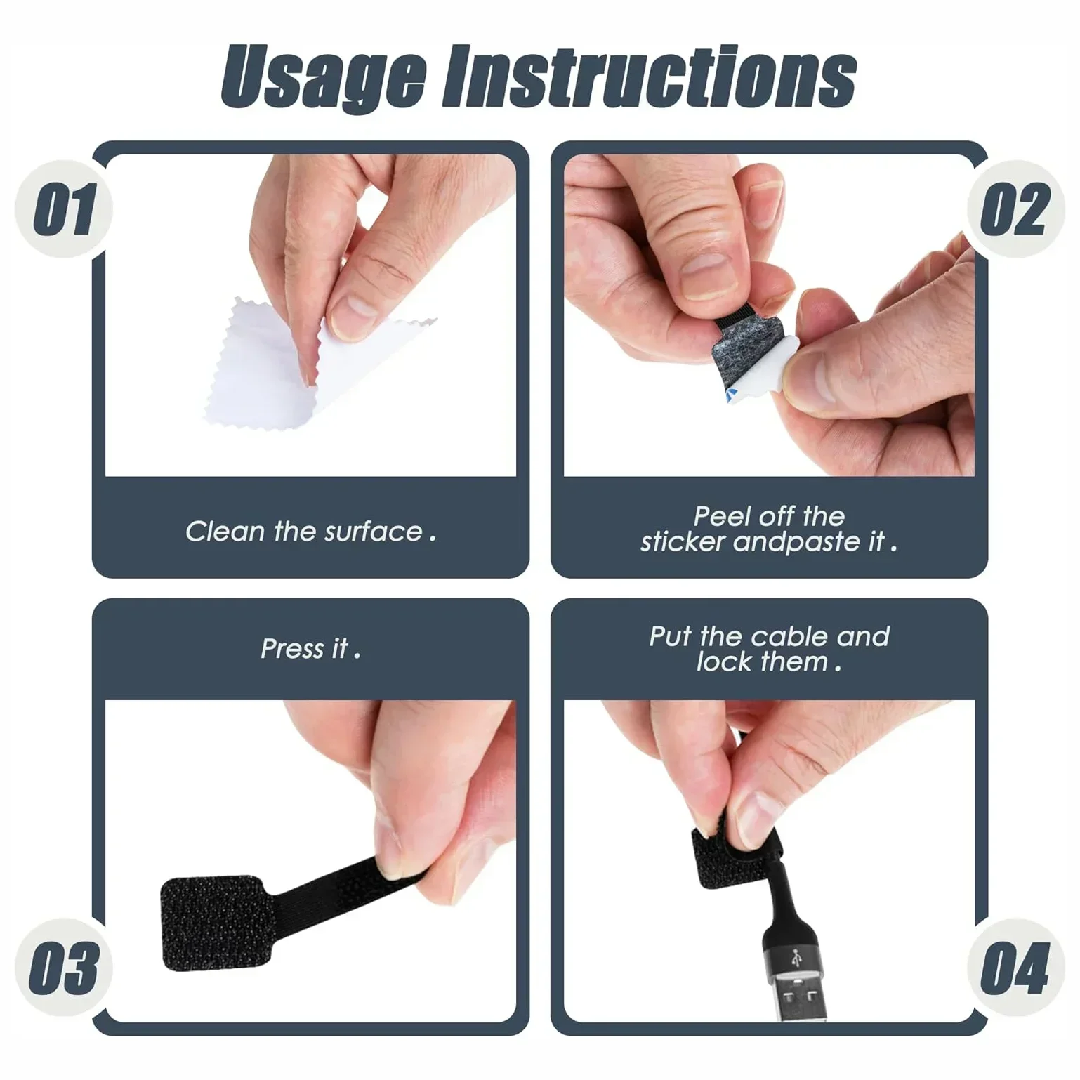 Reusable Cable Ties Organizer, 100 Pcs