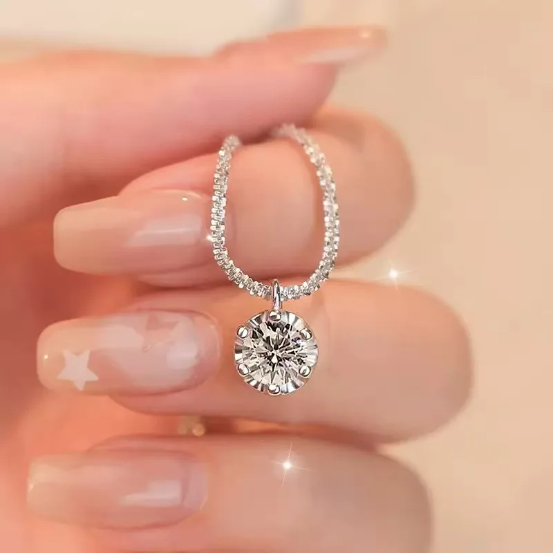 Halskette aus 925er-Sterlingsilber Zirkon-Anhänger Funkelnde Schlüsselbeinkette Damen-Party-Schmuck Geschenk 2
