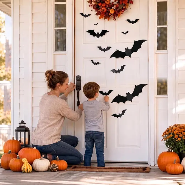 12-Piece 3D Halloween Bat Wall Stickers 2