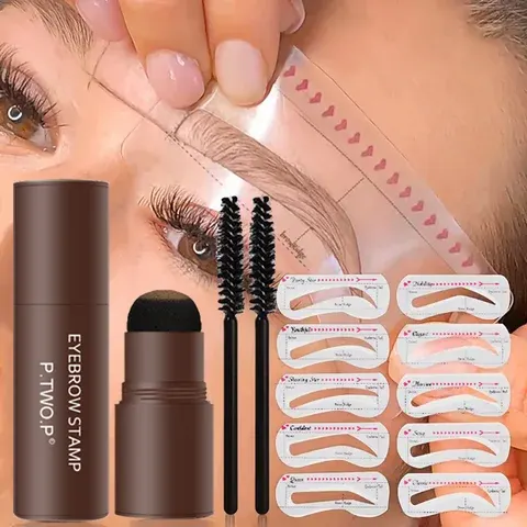 Augenbrauen-Definierer-Puder Stempel-Make-up mit 10 Wiederverwendbaren Schablonen Langanhaltender Haaransatz