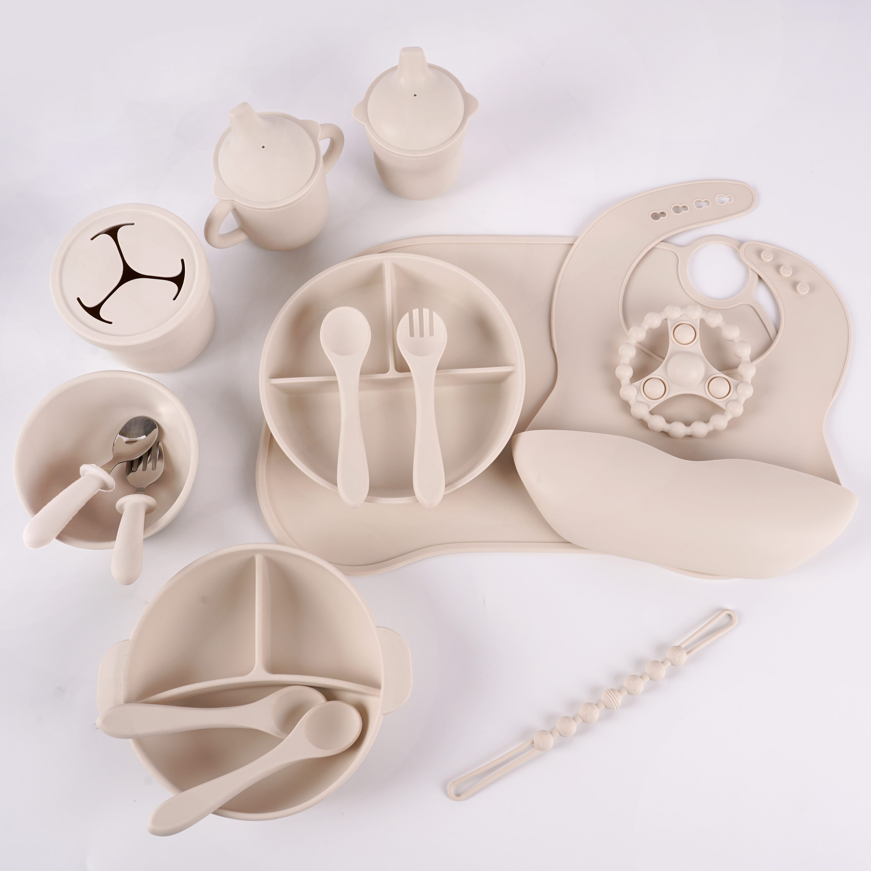 BPA Free Silicone Baby Feeding Set Bib Spoon