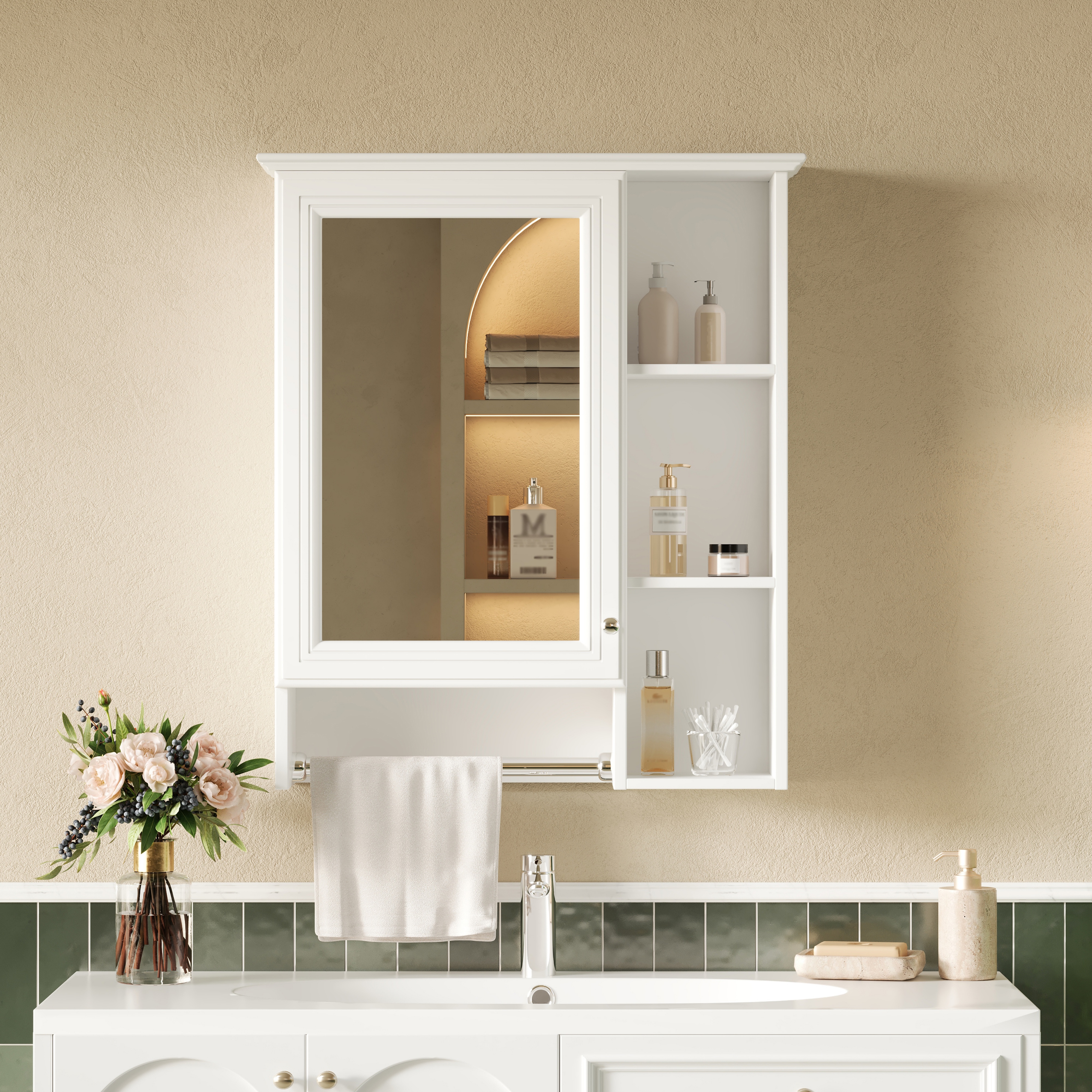 3-in-1 Bathroom Mirror Cabinet 24-inch Wall Mounted Medicine 2