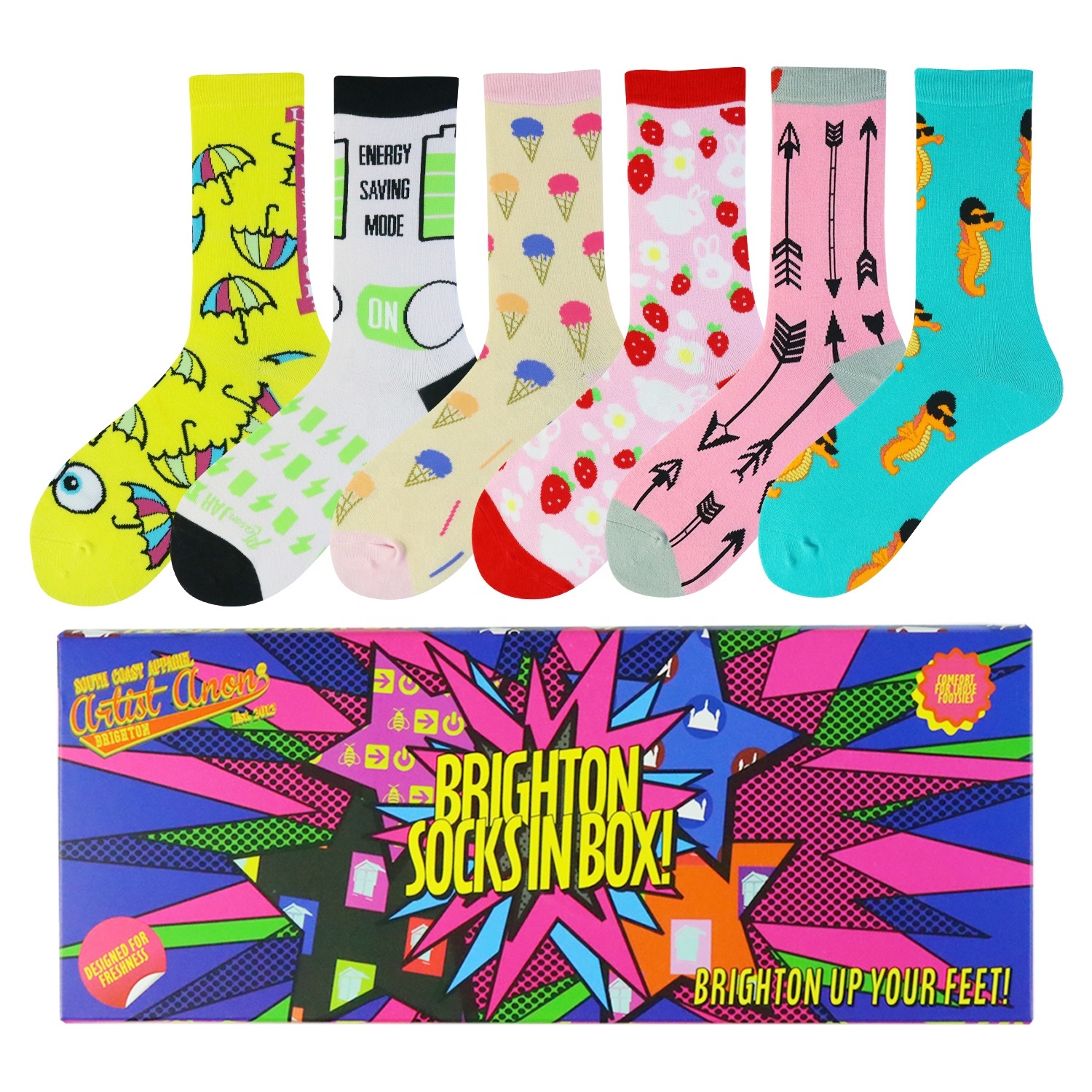 Design Crew Sock Cotton Bamboo Happy Fancy Fashion 3