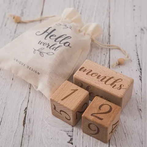 Wooden Baby Milestone Blocks