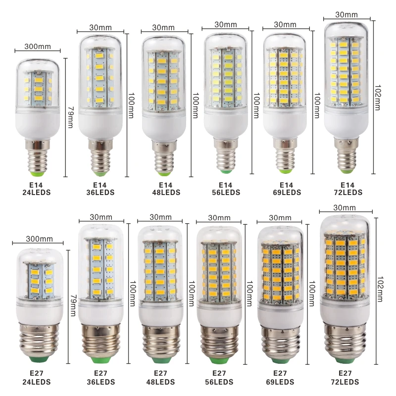 E27 E14 LED Maiskolben-Glühbirne 24 36 48 56 2