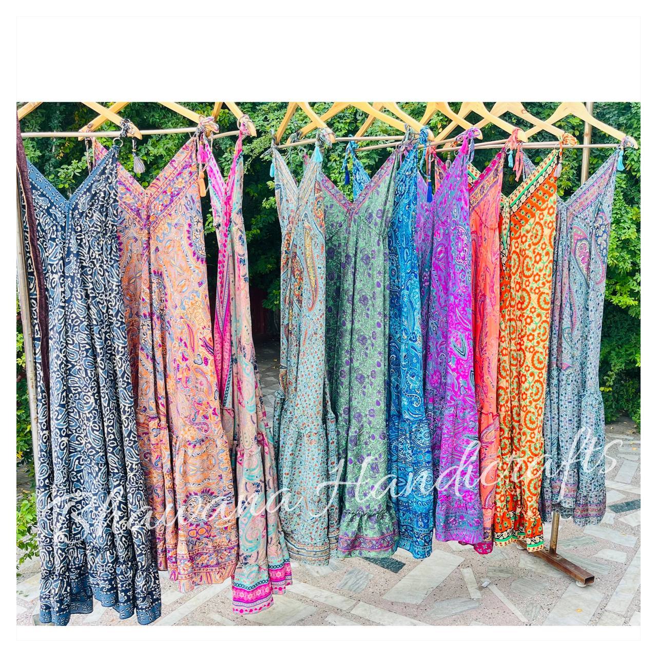 Bohemian Recycled Sari Silk Maxi Dress