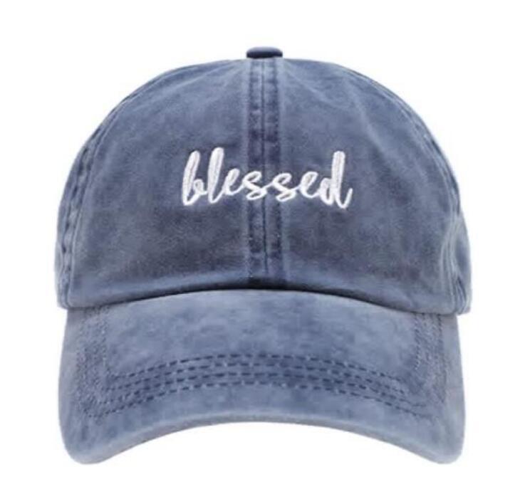 Washed BLESSED Embroidery Cap Mom Dad Hats 3