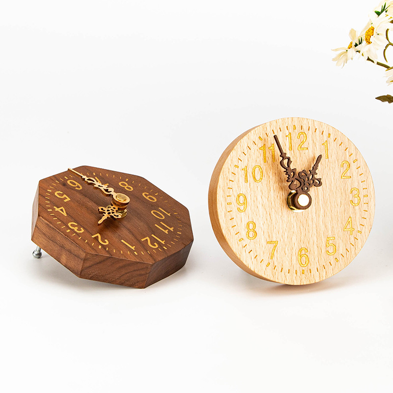 Small Solid Wood Bedside Clock 4