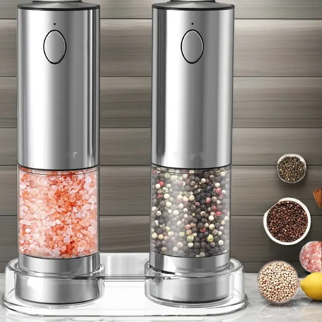 Rechargeable Stainless Steel Salt Pepper Grinder Set 3