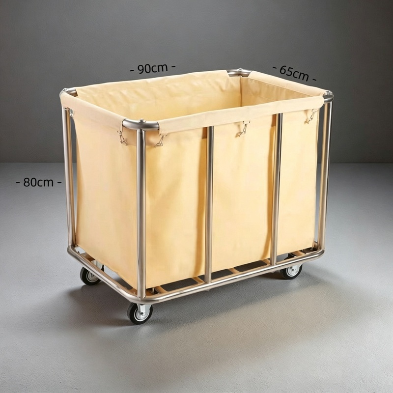 Stainless Steel Hotel Housekeeping Linen Trolley