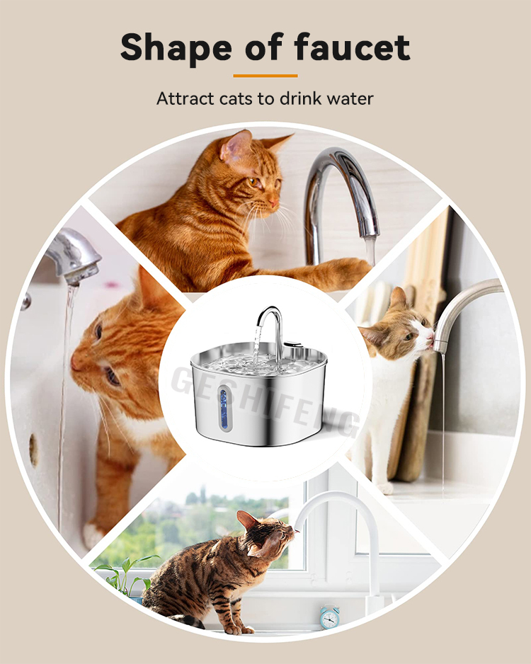 Stainless Steel Cat Water Fountain 2.2L Quiet 3