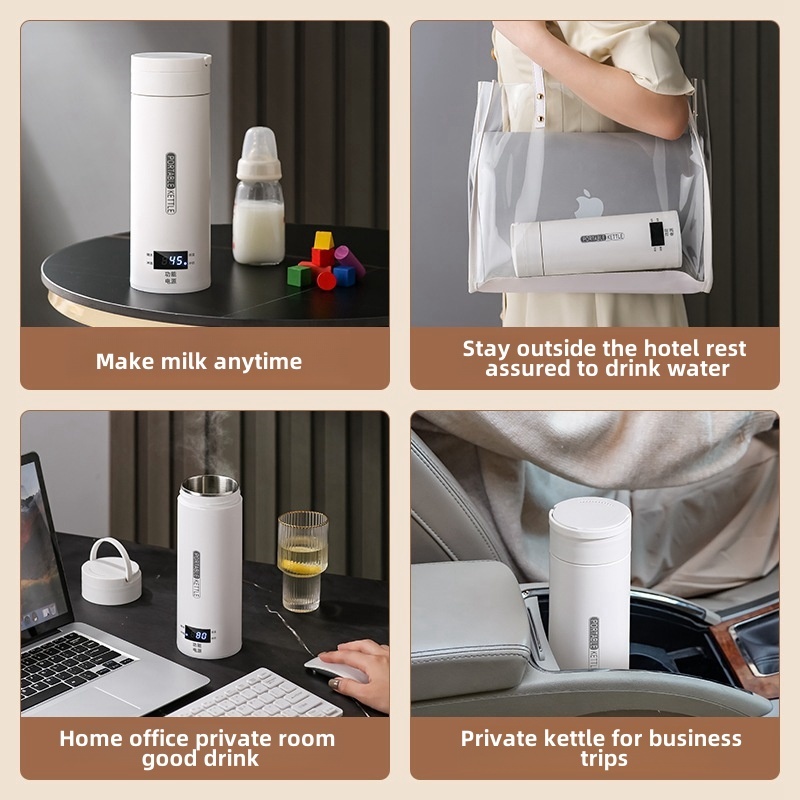 500ml Portable Heated Water Bottle Electric Cup Kettle 2