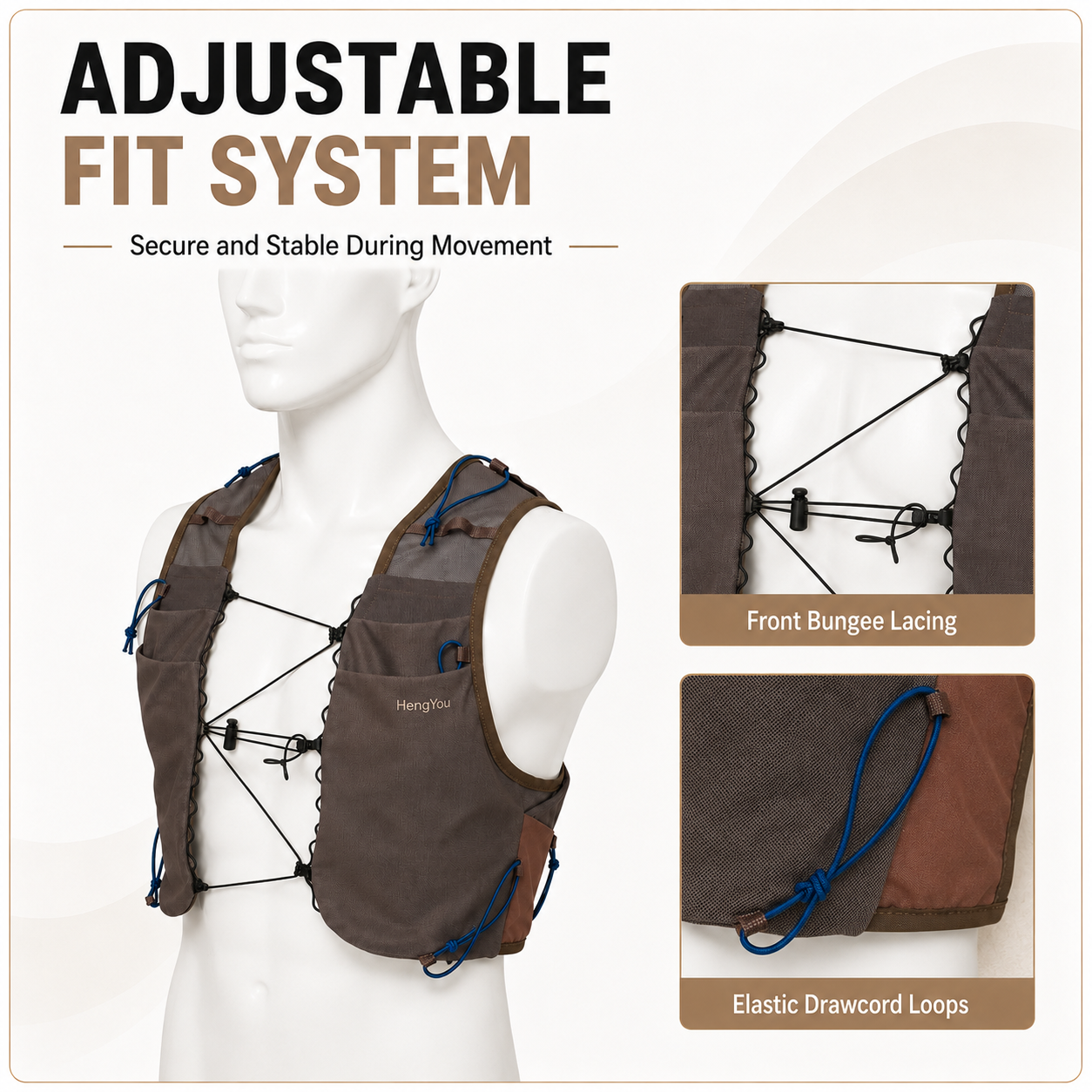 Jogging Cycling Hydration Vest Waterproof Stretch Stable Adjustable 4
