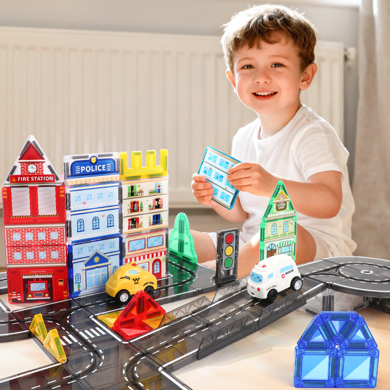 Magnetic Car Track Racing Tiles for Kids 4