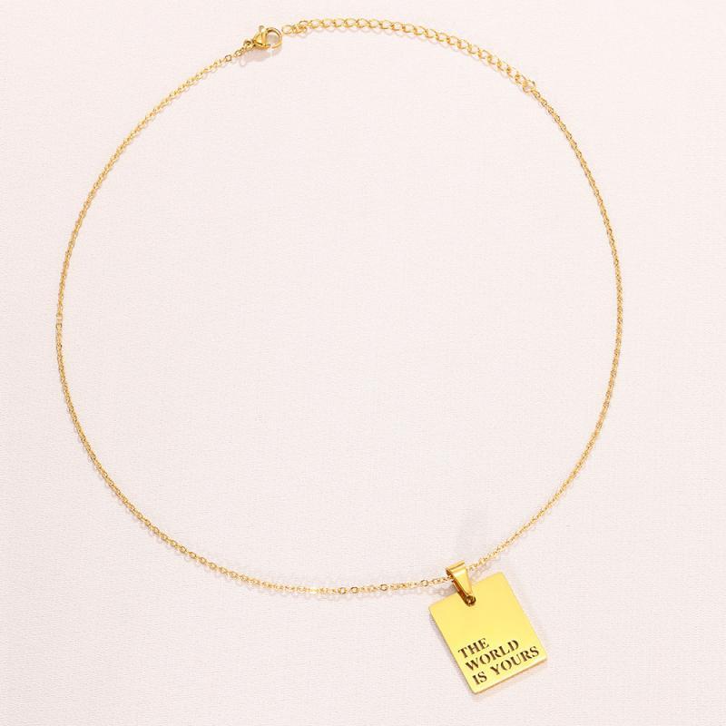 Minimalist Engraved Stainless Steel Pendant Necklace 4