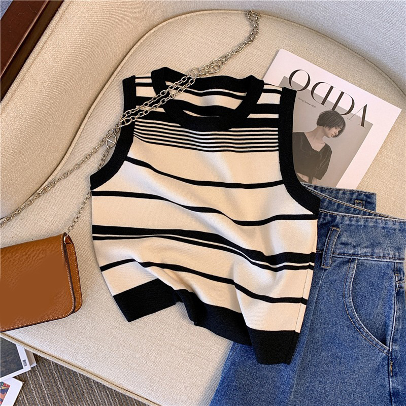 Vintage Striped Sleeveless Knit Vest 3