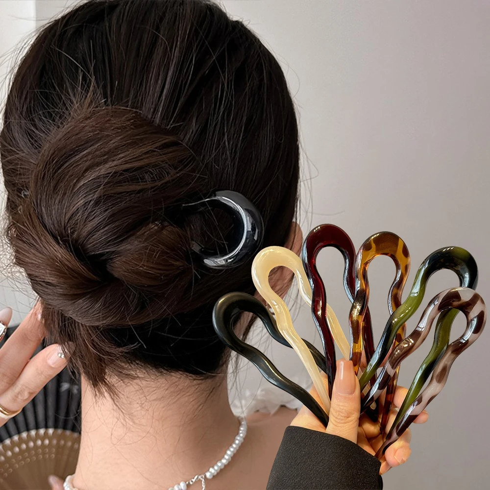 U-Shaped Tortoiseshell Acetate Hairpin 2