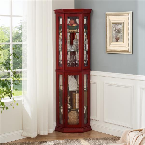 Corner Rare Cabinet With Lamp Display