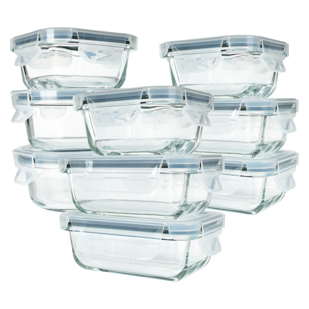 Lock Lid Tempered Glass Kitchenware Food Container Microwave