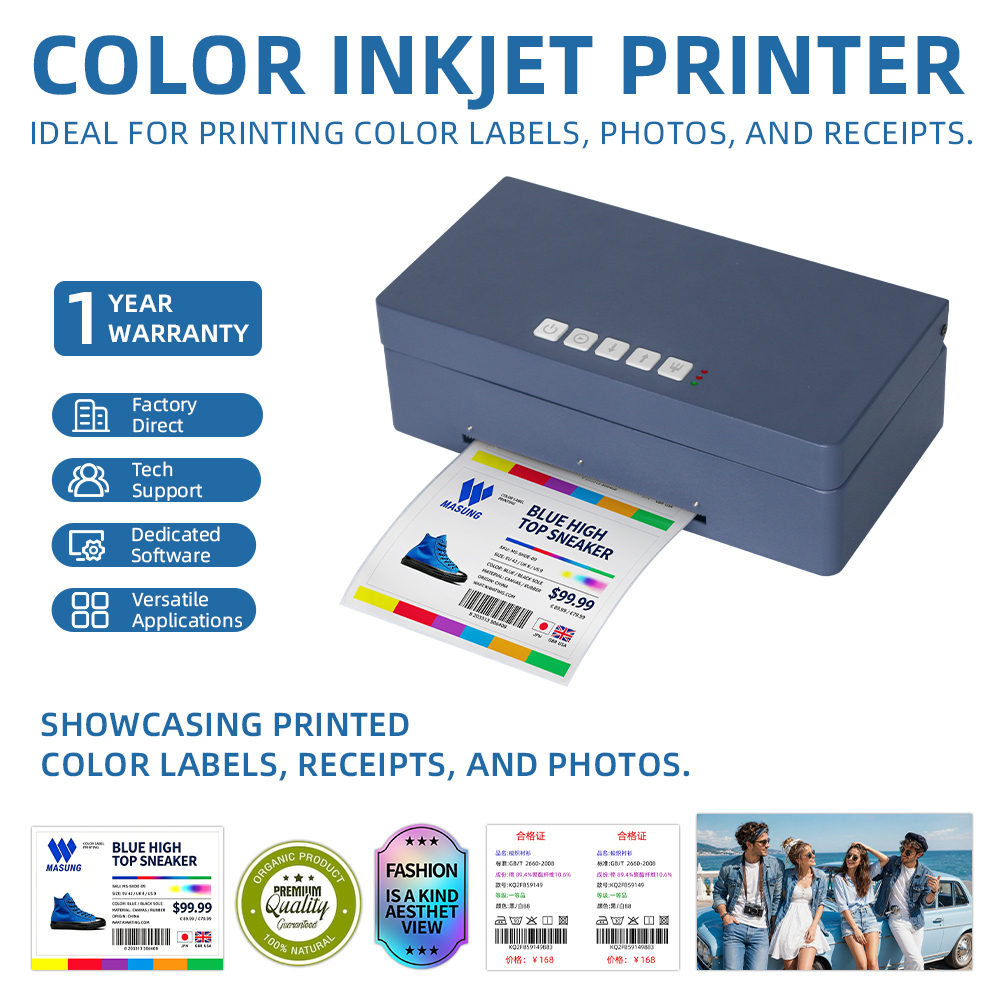 MASUNG MMF-D4 Mini Color Label Printer Sticker Digital