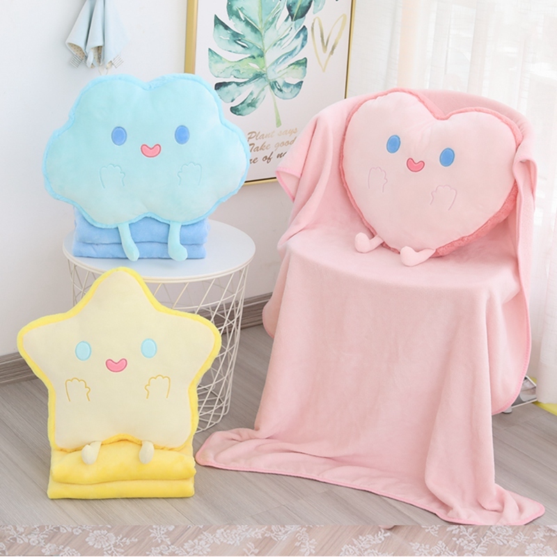 Plüsch-Kissen 2-in-1 Wolke Stern Herz Decke 4