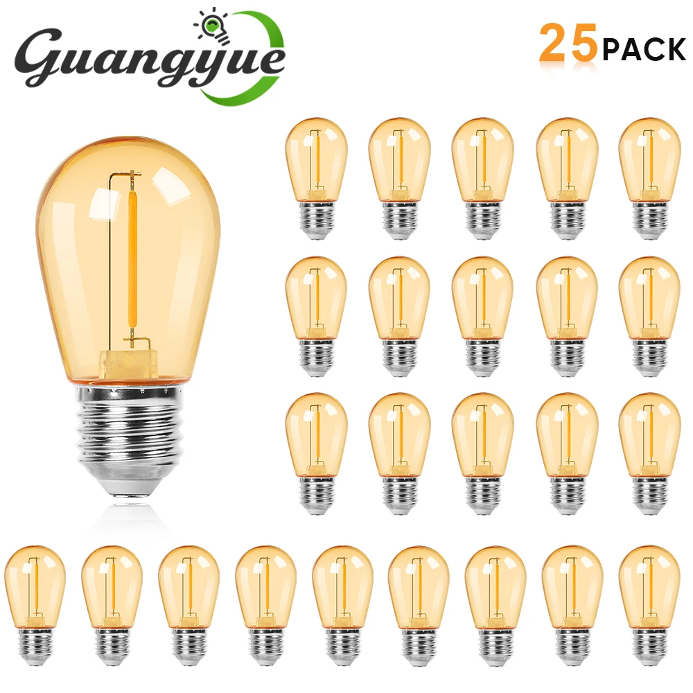 S14 Kunststoff-LED-Glühbirne E27 220V 110V Warmweiß 2W 1W