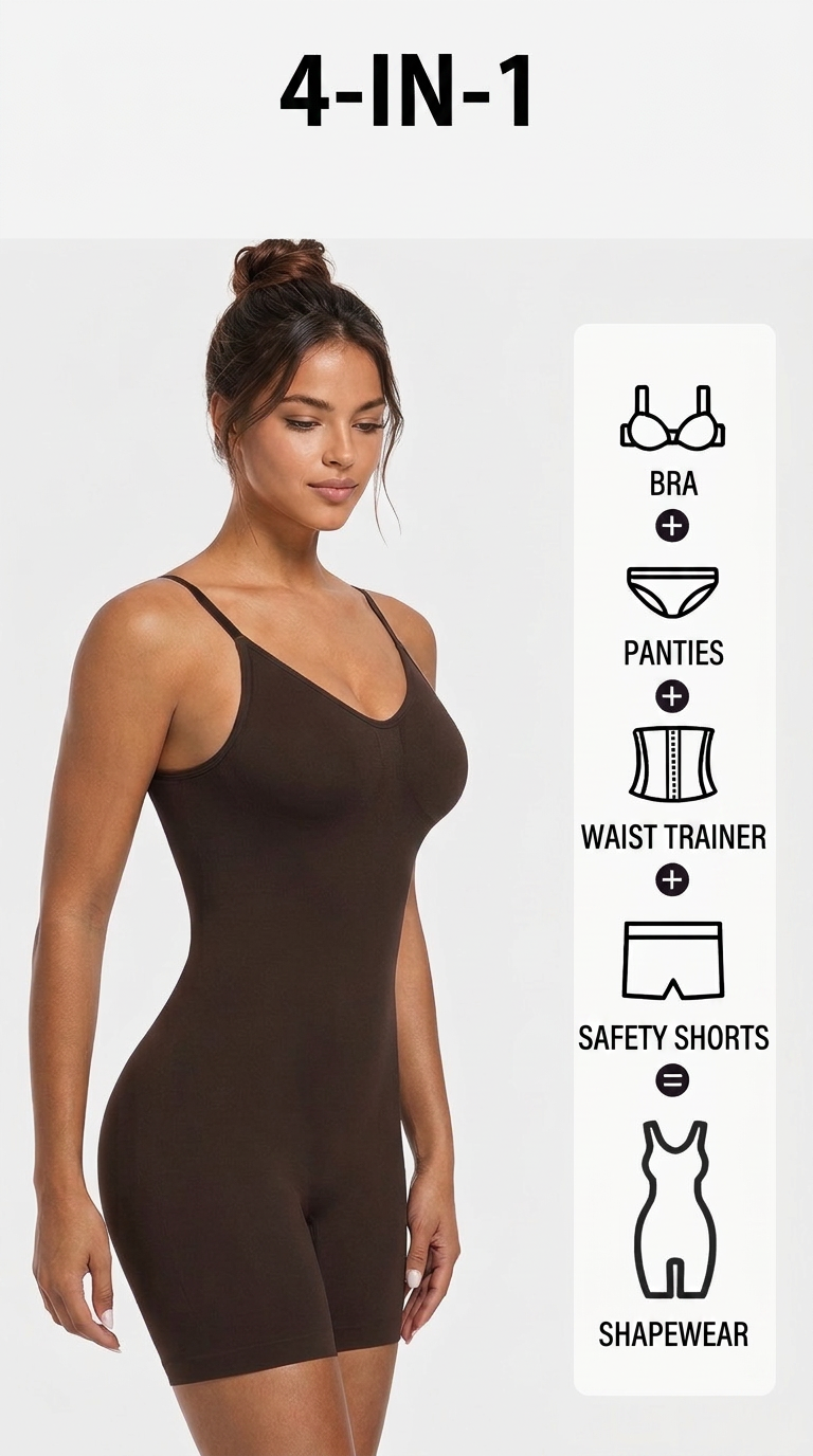 Seamless Body Shaper Bodysuit Plus Size Tummy Control 4