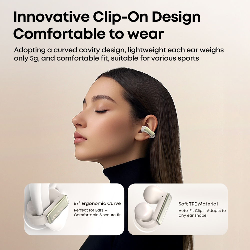 Ear Clip Earphone Bluetooth 6.0 Noise Cancelling Tws 2
