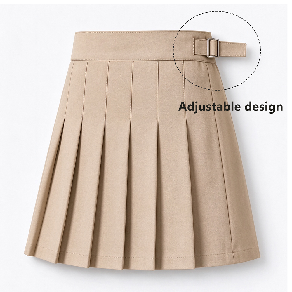 Adjustable Waist Pleated School Skirt