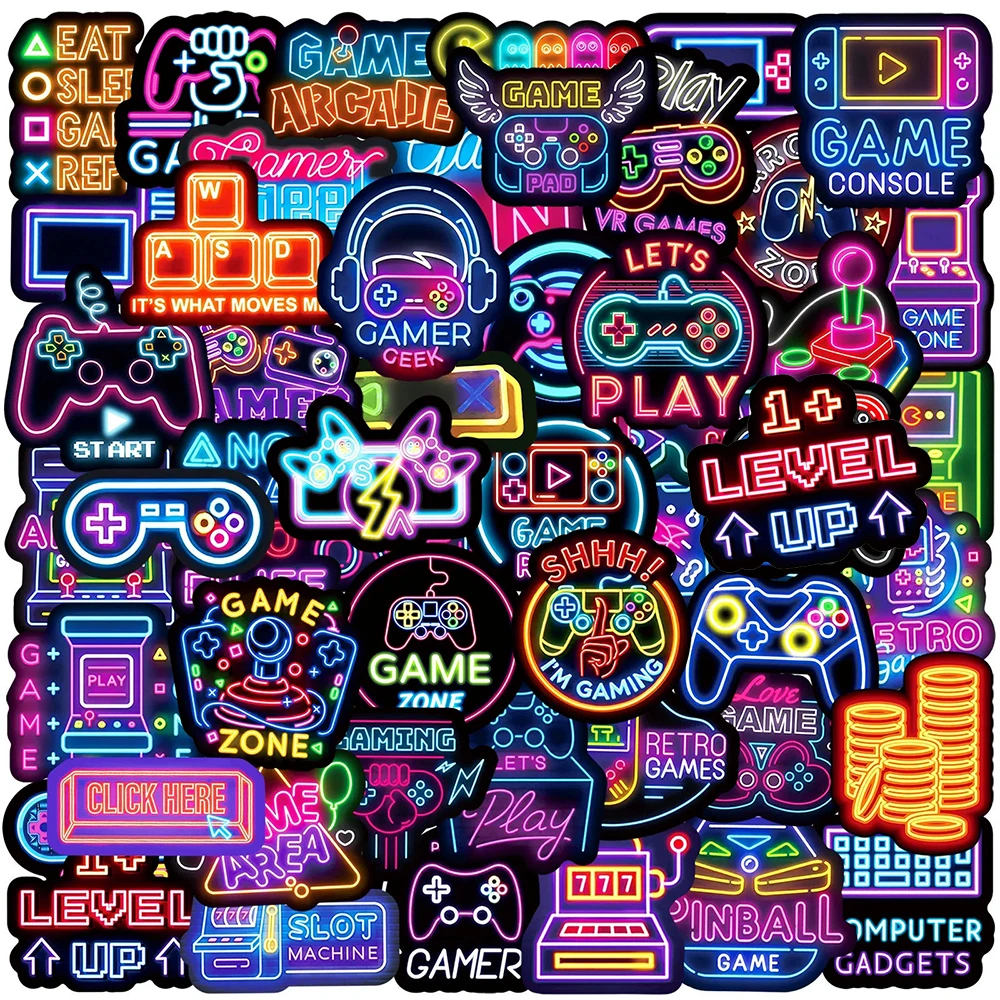 10 30 50 Stücke Neon Videospiel Cartoon Aufkleber