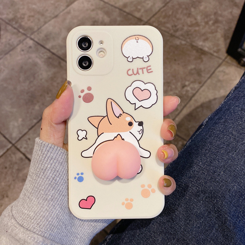 Personalized Straight Side Silicone Cartoon Pinch Phone Case