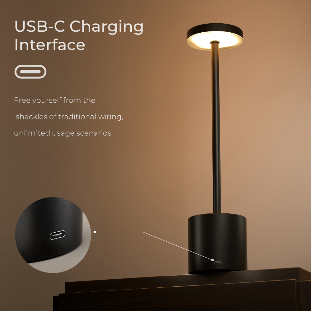 Portable Metal LED Cordless Desk Lamp Stepless Dimming 3