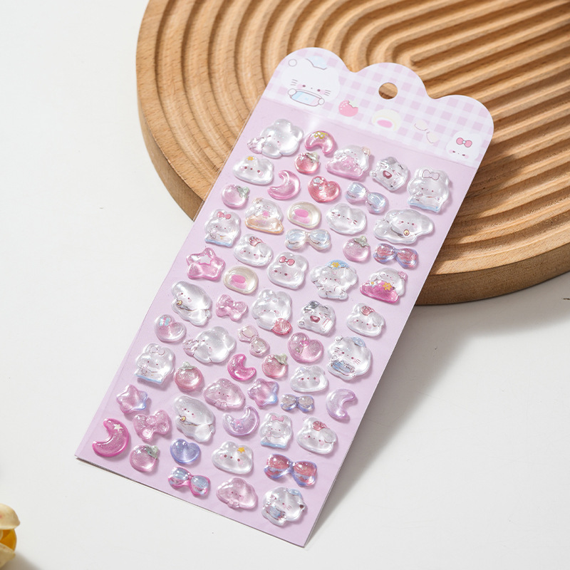 3D-Sticker Kristall Kaninchen Erdbeere Kinder